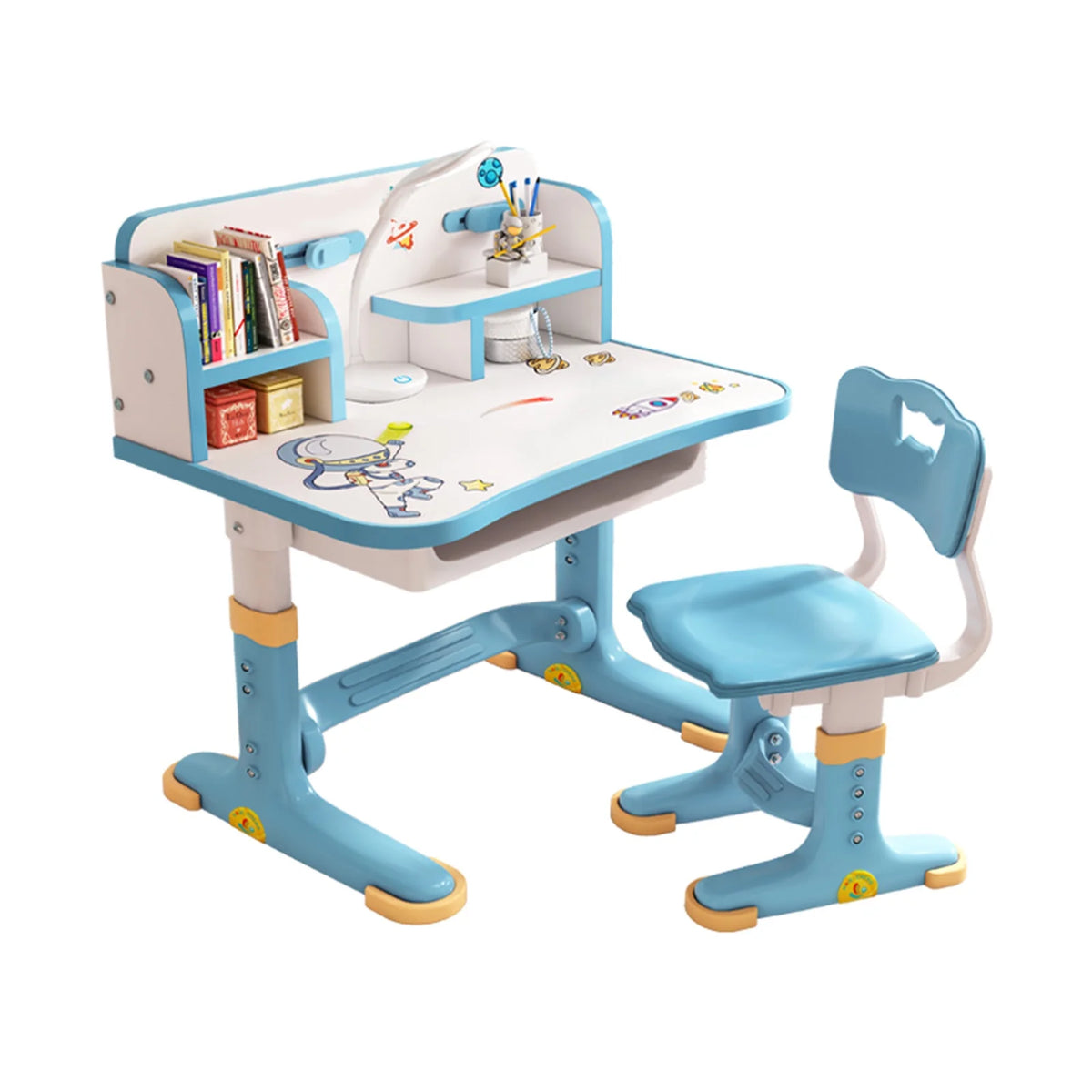 Blue Height Adjustable Kids Desk and Chair Set with Drawer H31367