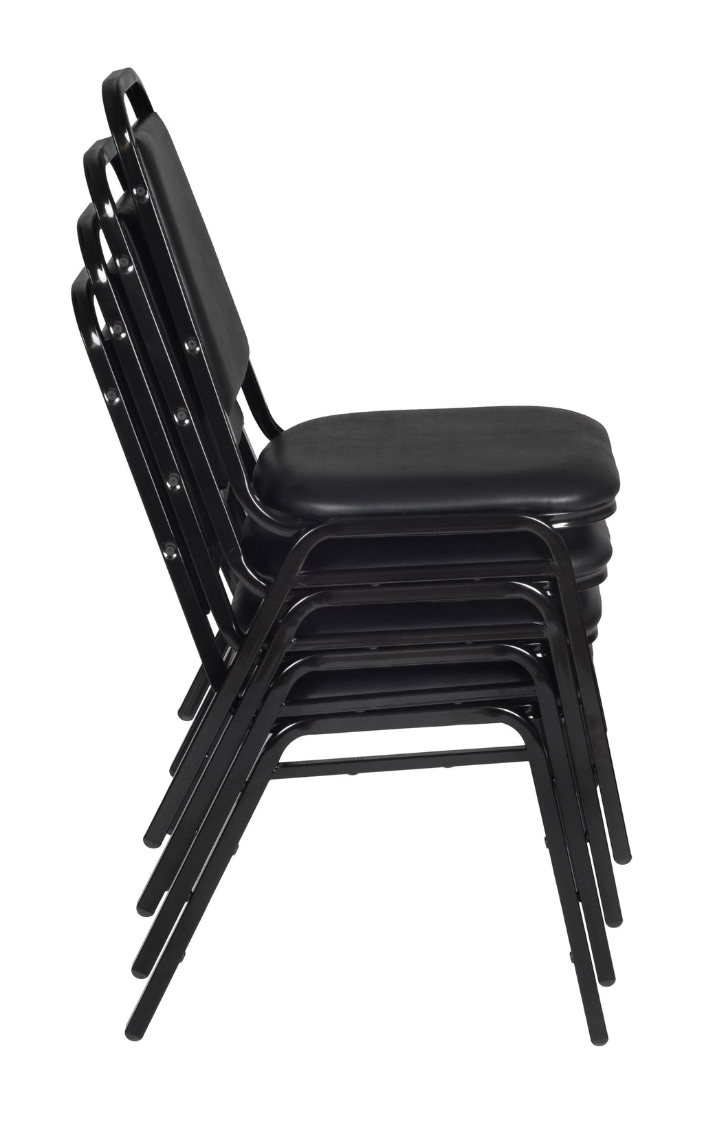 Cherry Square Breakroom Table & 4 Black Stack Chairs M2521