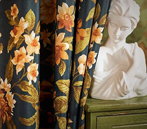 Sheer Curtains Voile Panel Retro Print Matching Printed Window Treatment Semi Draperies (1 Panel, W 50 x L 72 inch) N292