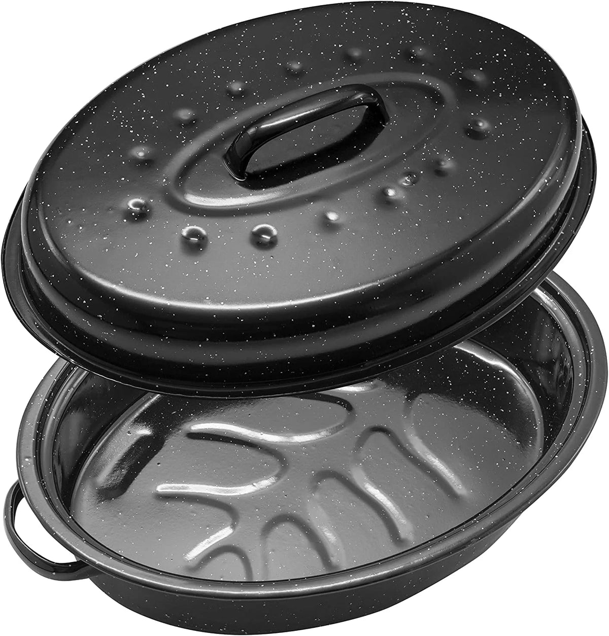 Black 15" Oval Roaster Pan With Lid R1457