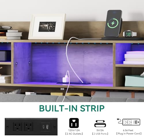 Queen Upholstered Platform Bed with Headboard Storage R8030