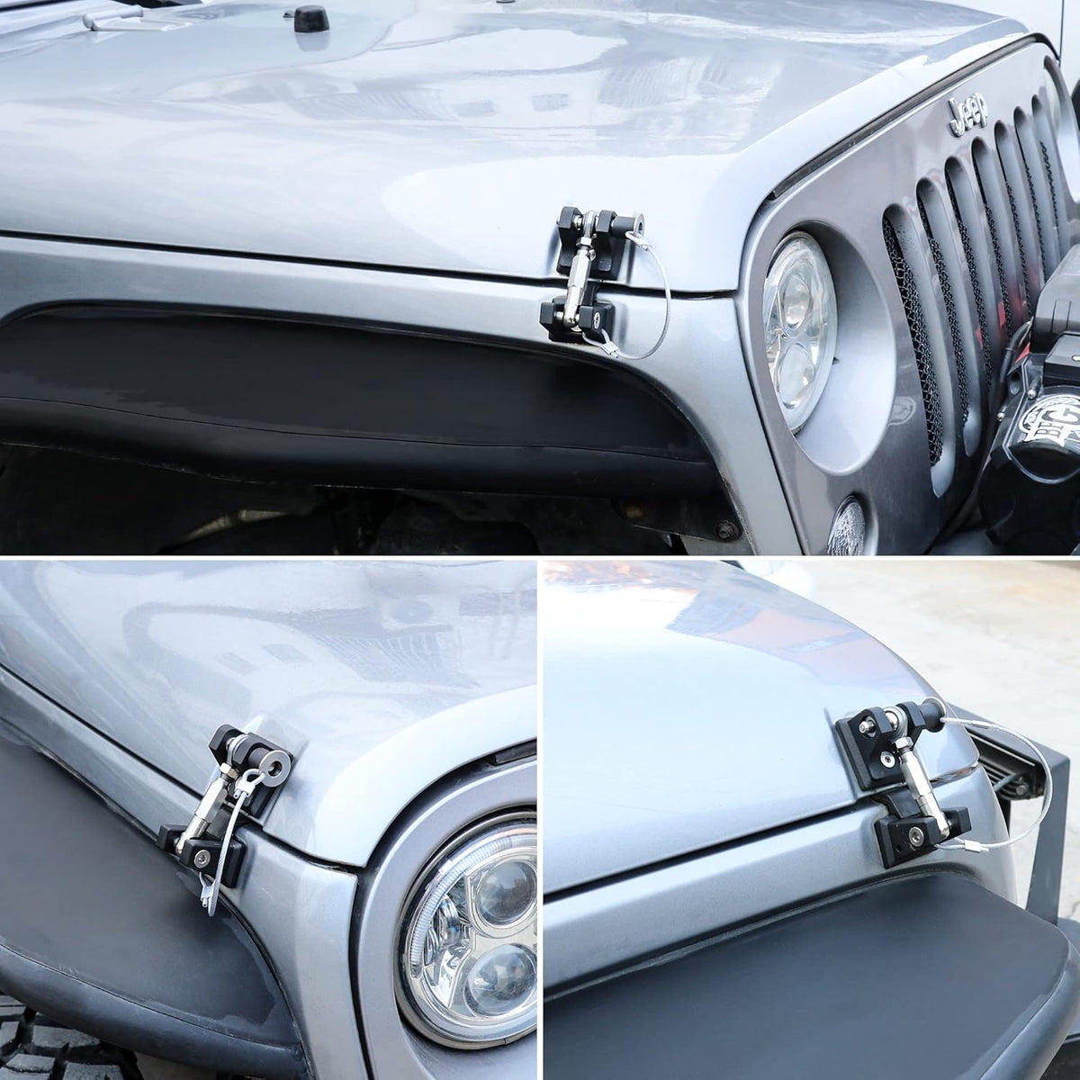 Aluminum Locking Hood Latch Kit for Jeep Wrangler JK, 1 Pair Pack of 2 N855