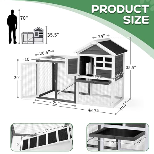 48" Wood Rabbit Hutch with Run E404