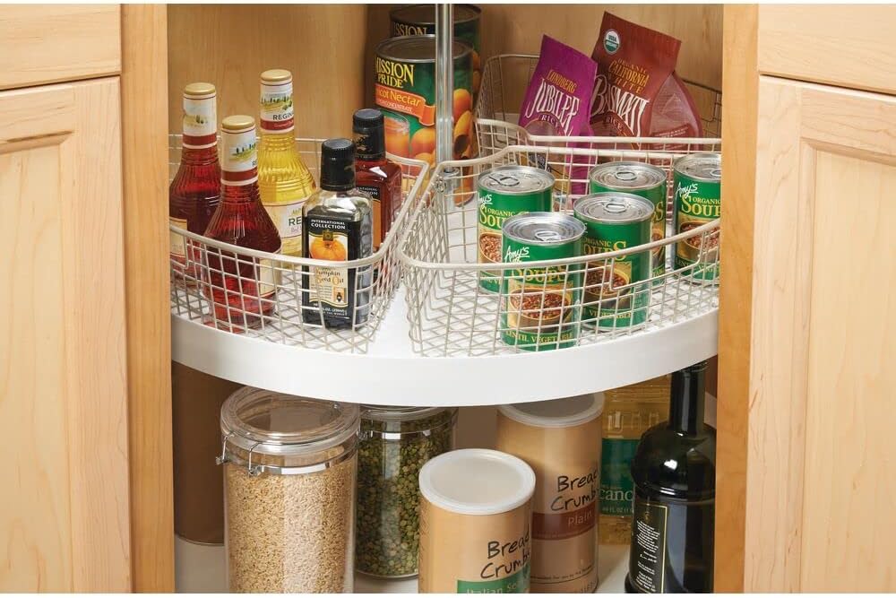 Metal Kitchen Cabinet Lazy Susan Storage Organizer Basket with Front Handle - 4 Pack S222