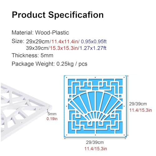 5pcs DIY Wood-Plastic Room Privacy Screen Divider M5725