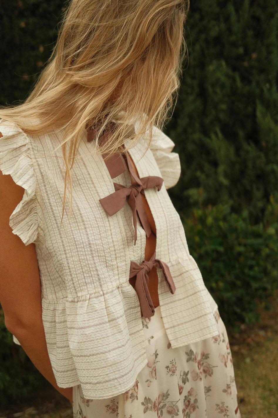 Tie Front Blouse in Mocha W4922