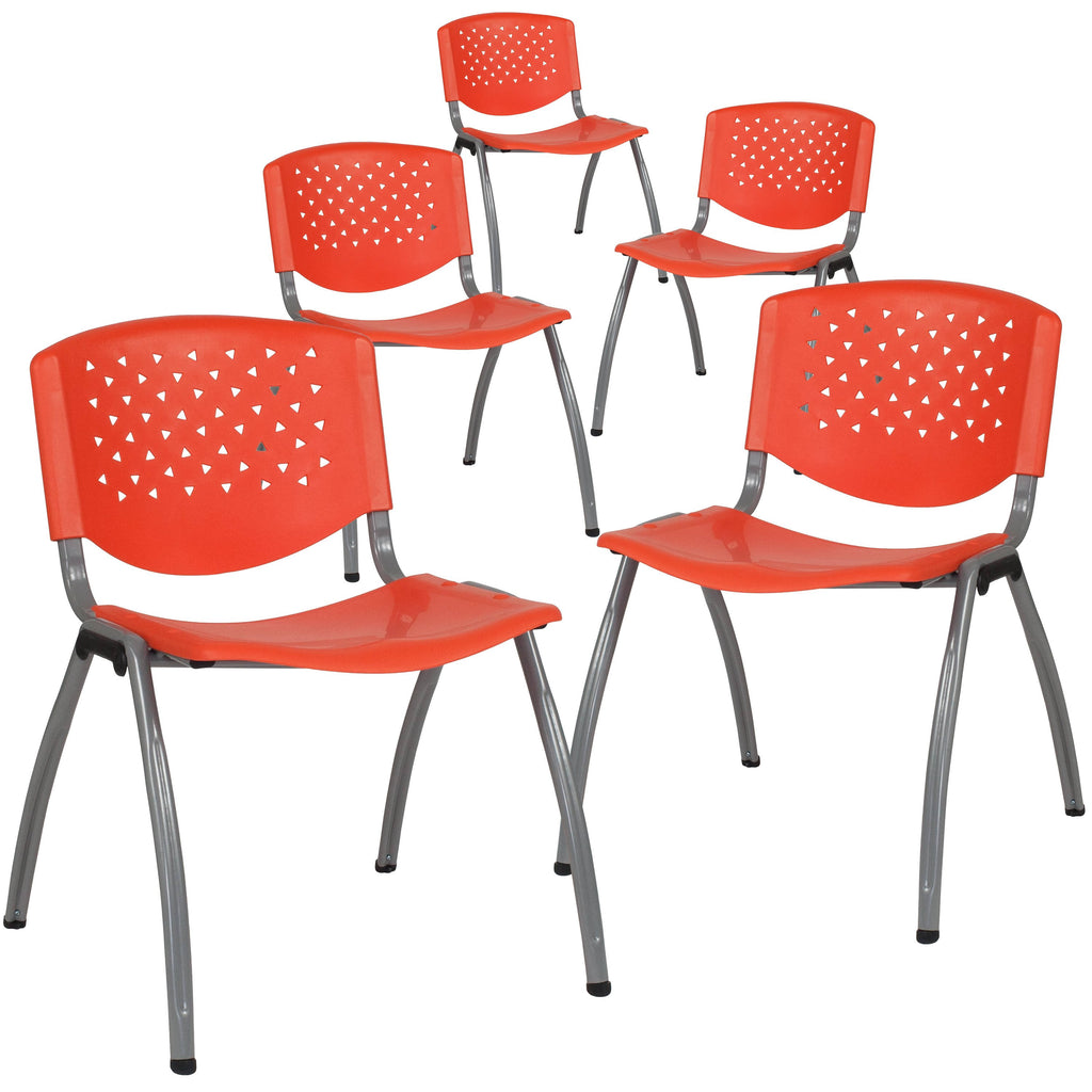 Green Plastic Stack Chair with Titanium Frame A243