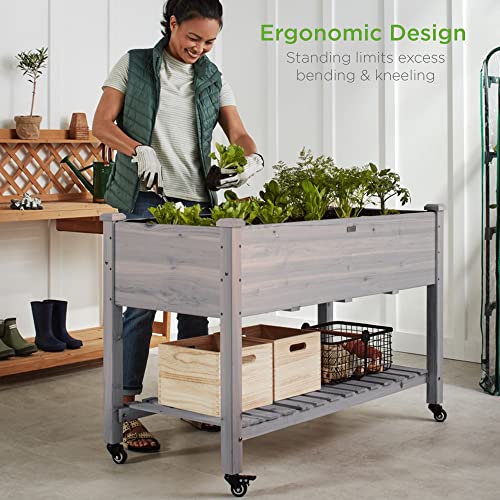 48x24x32-inch Mobile Elevated Wood Planter S488496