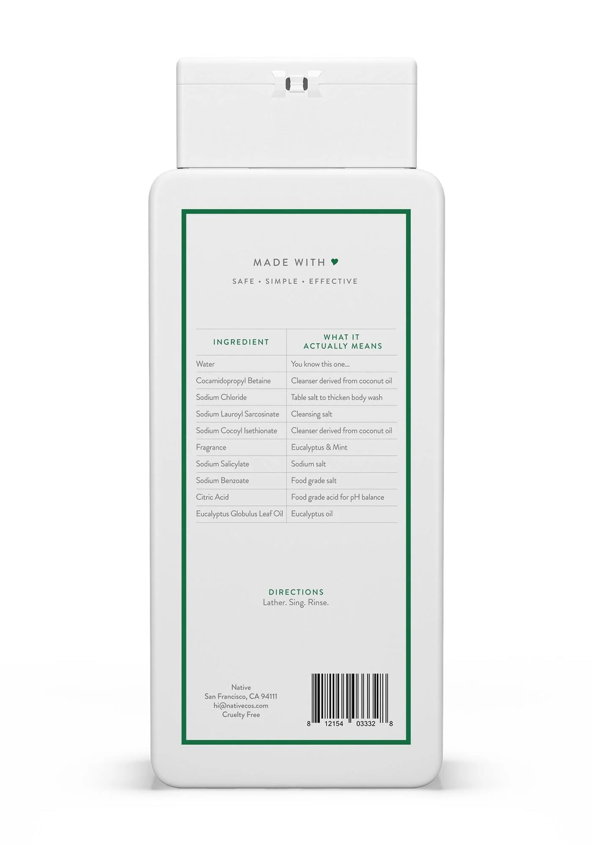 Sulfate Free Eucalyptus & Mint Body Wash 18 oz L9503