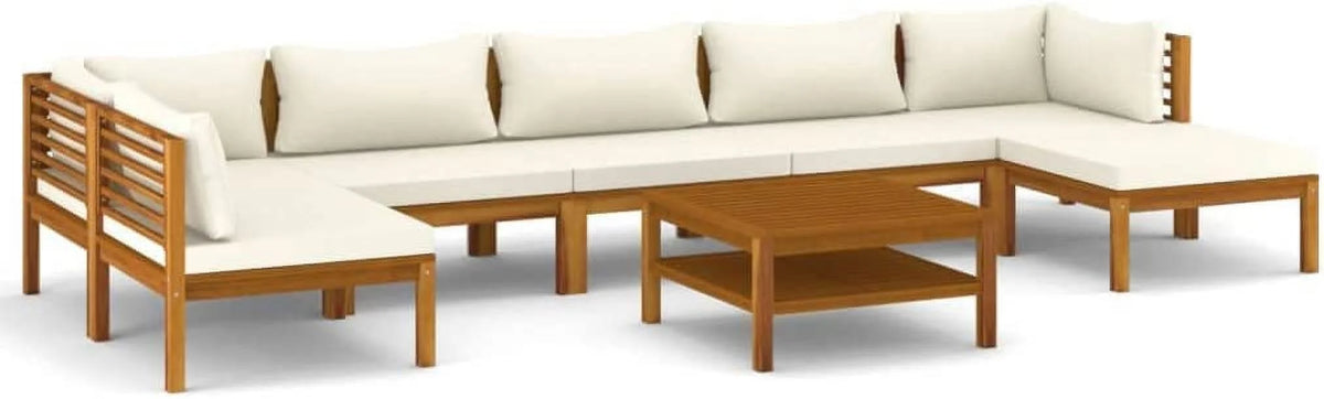 Patio Chairs with Tea Table and Cushions Acacia Wood Outdoor Furniture Set E38028