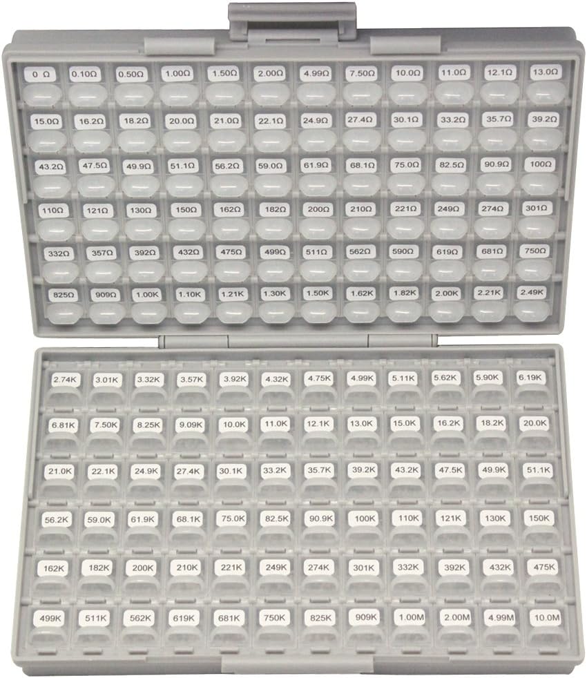 0402 Size Surface Mount Resistor Kit, 144 Values, 100pc/value, 1%, E96 Serial, 0ohm to 1mohm O69403