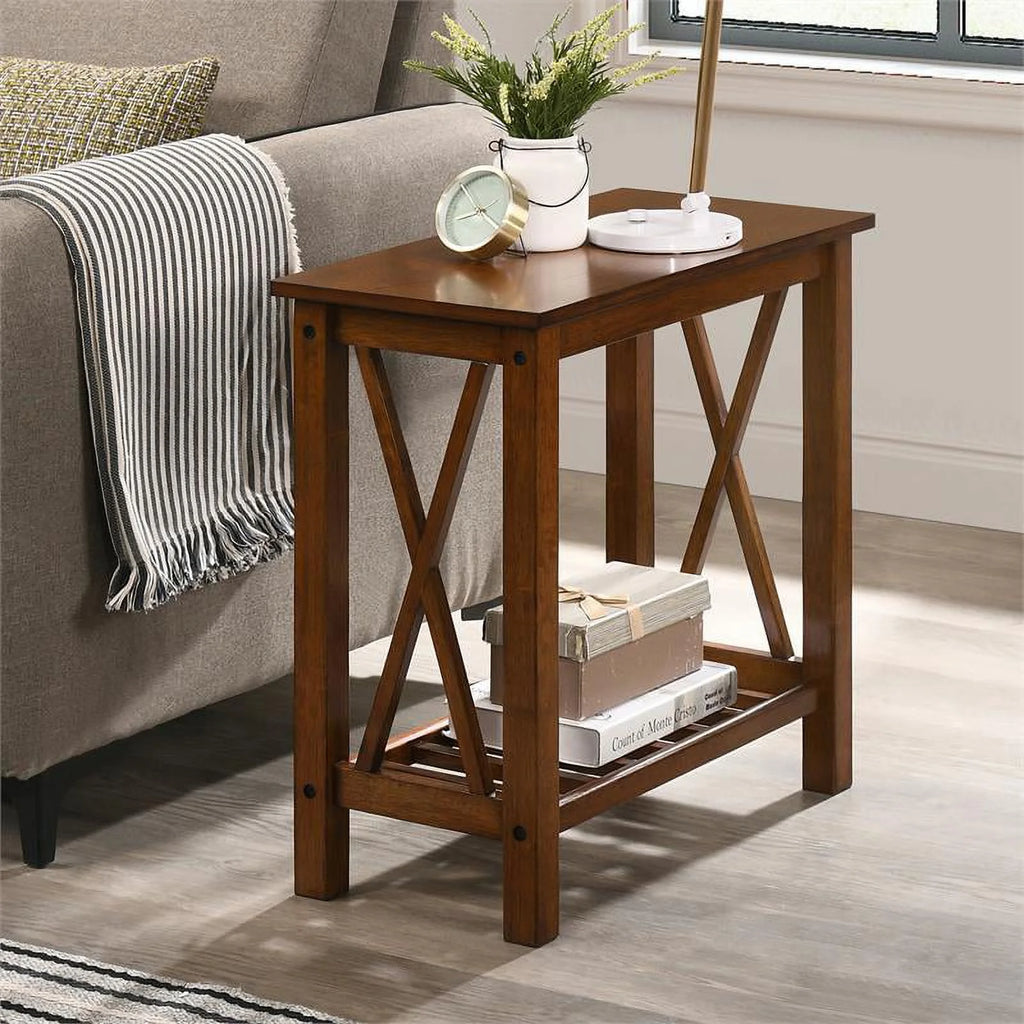 Medium Oak Wood Side Table Set of 2 A37125