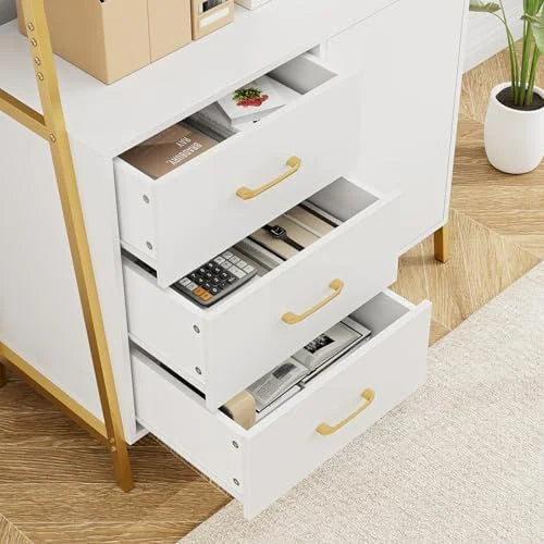 69" Tall 4-Tier Bookshelf with Drawers and Shelves P221