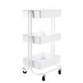 White 3-Tier Rolling Steel Utility Kitchen Cart C592