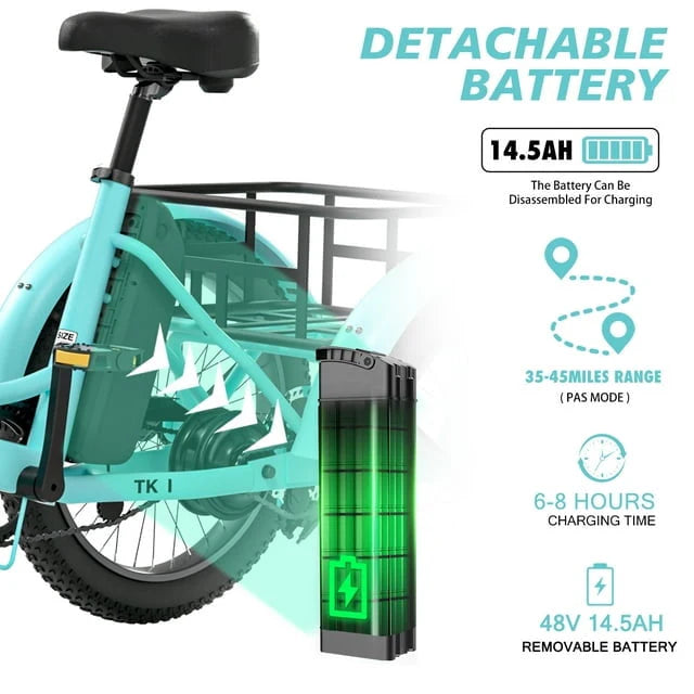 Electric Folding Tricycle with 500W Motor, 48v 14.5Ah Battery, 20*3in Fat Tires F18016