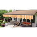 16x10 ft Multi-Striped Yellow Retractable Patio Awning F137