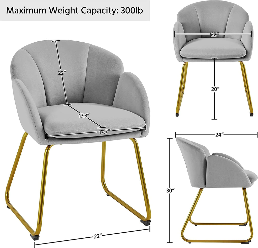 Gray Velvet Armchair with Golden Metal Legs W792