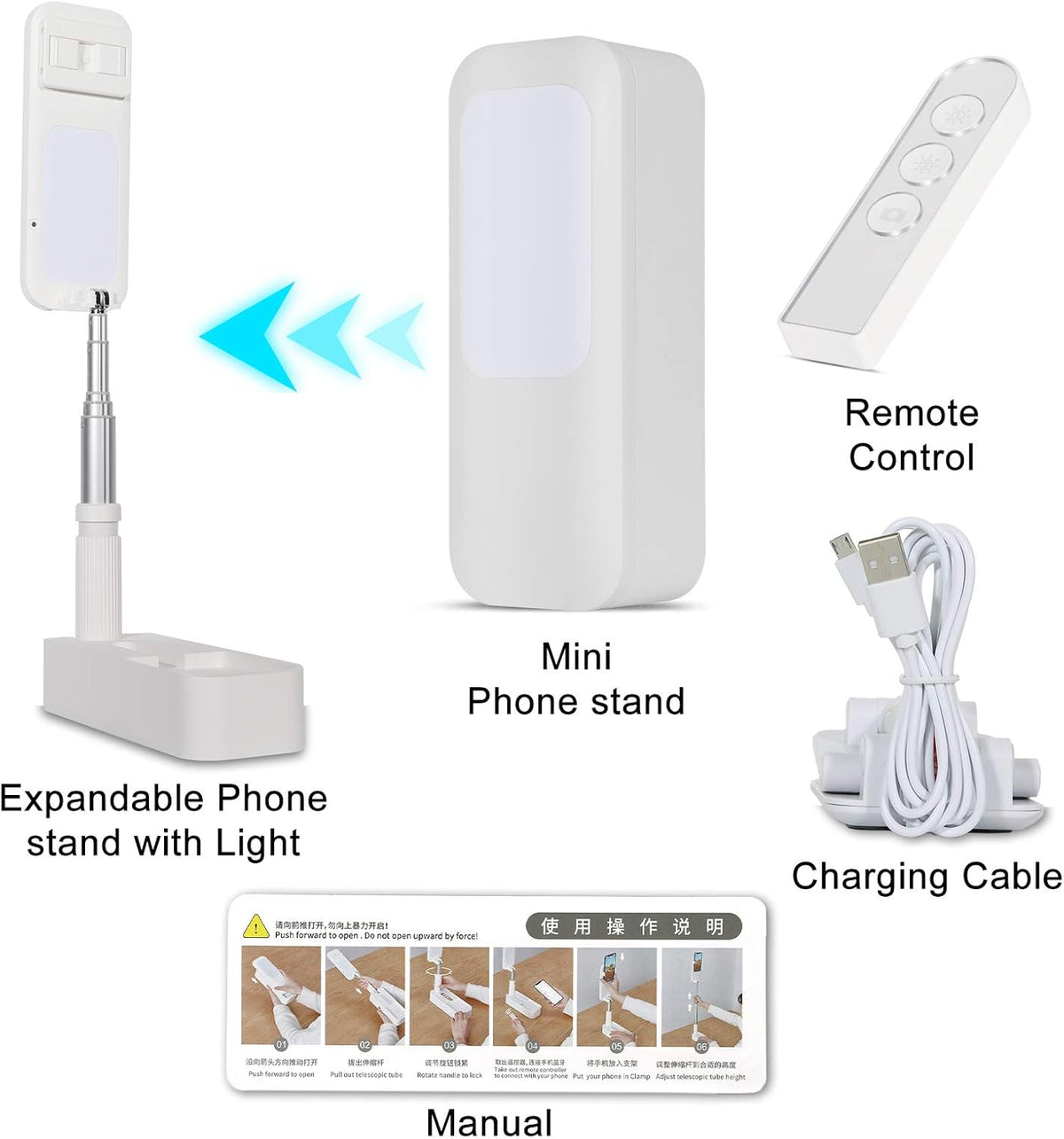 Retractable Phone Holder with Light, Pack of 2 I72909