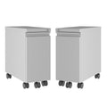 2 Piece Mobile Filing Cabinet Set with 2 Hidden Drawer in Gray G522