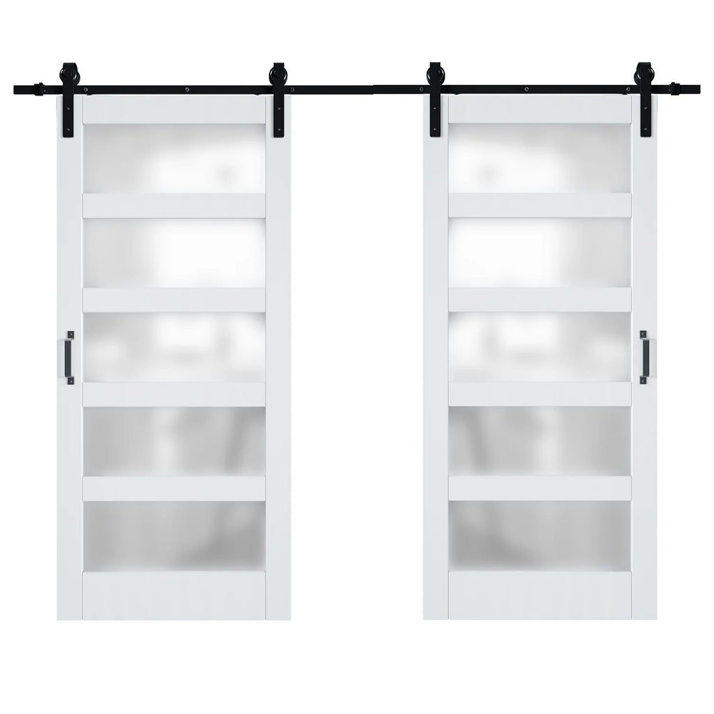 36''×84'' Frosted Glass Barn Door x 2 with Hardware Kit Y95042