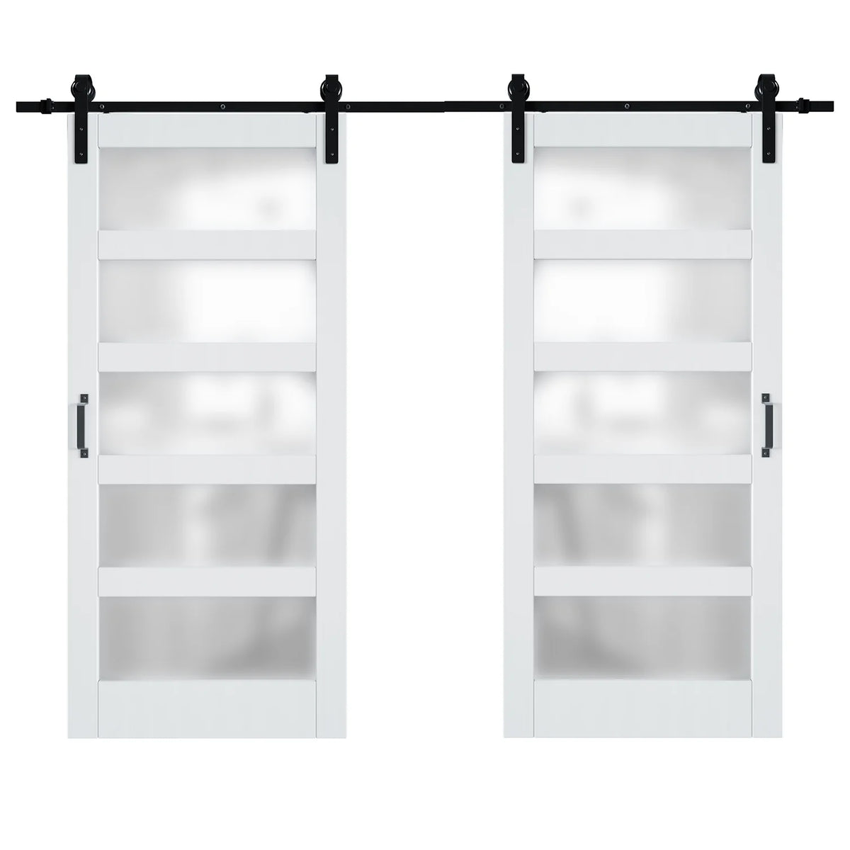 36''×84'' Frosted Glass Barn Door x 2 with Hardware Kit Y95042
