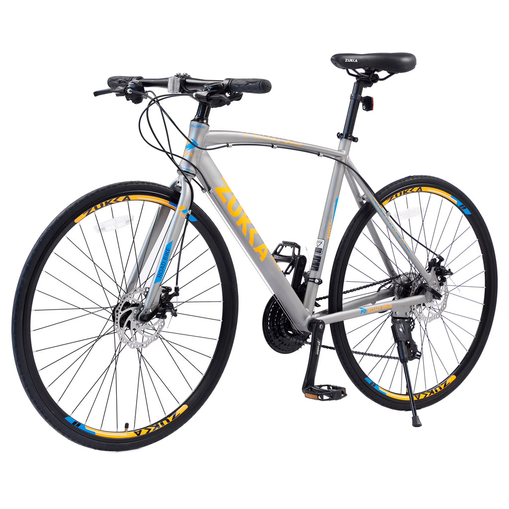 Silver 700C Hybrid Bike with Double Disc Brake E470370