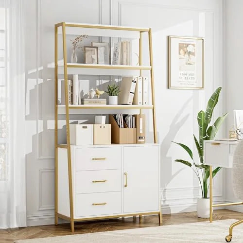 69" Tall 4-Tier Bookshelf with Drawers and Shelves P221