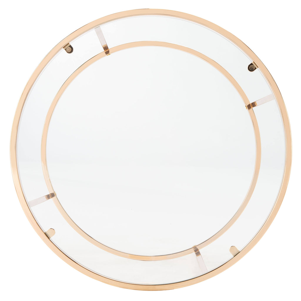 Round Glass Side Table with Polished Gold Frame A39442