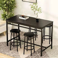 Dining Table Set for 4 with 4 Square Stools 5 Piece R769863