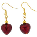 Ruby Red Murano Glass Heart Earrings I96282