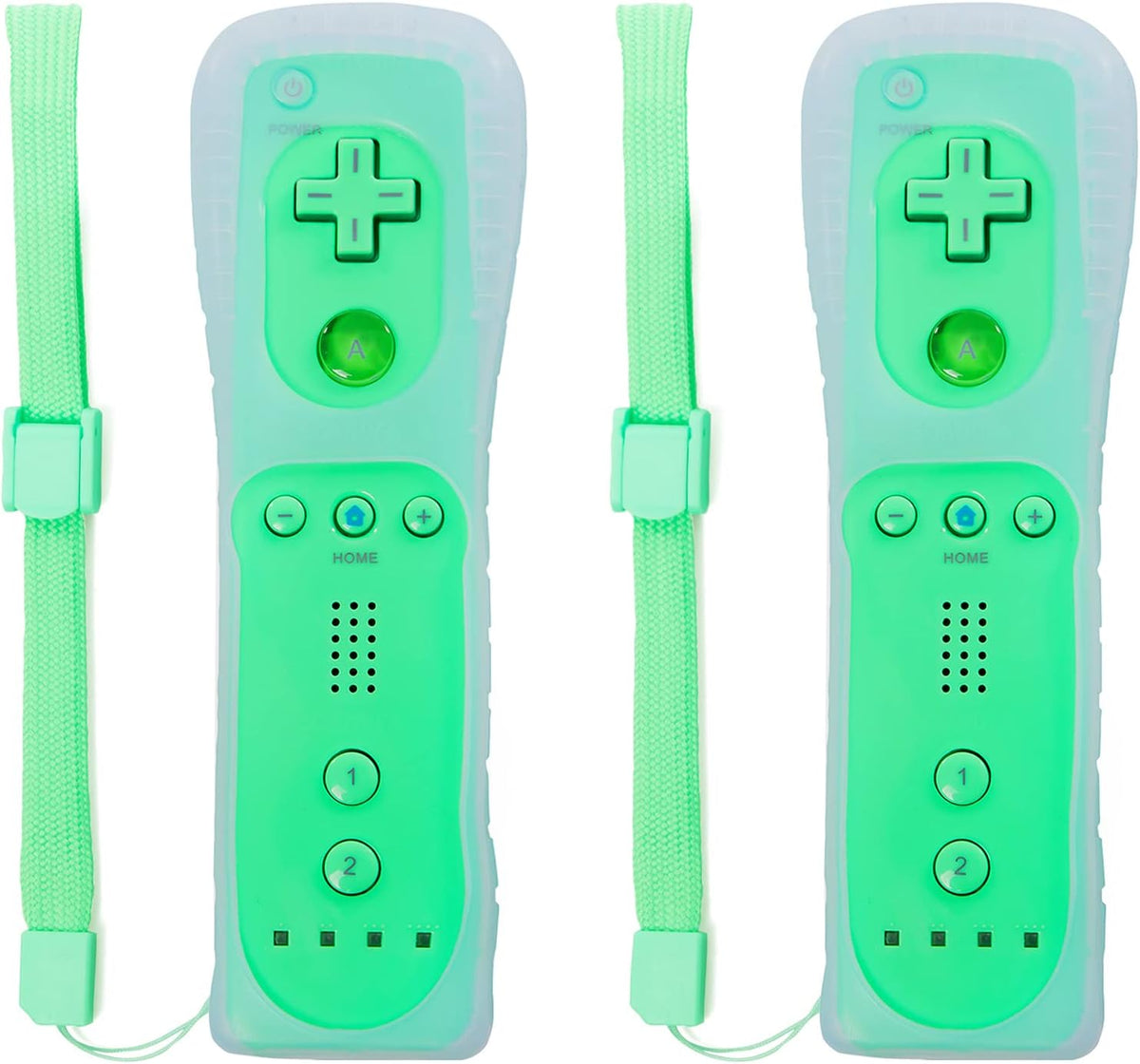 2 Pack Wii Remote Controller Silicone Case and Wrist Strap Light Green L556892