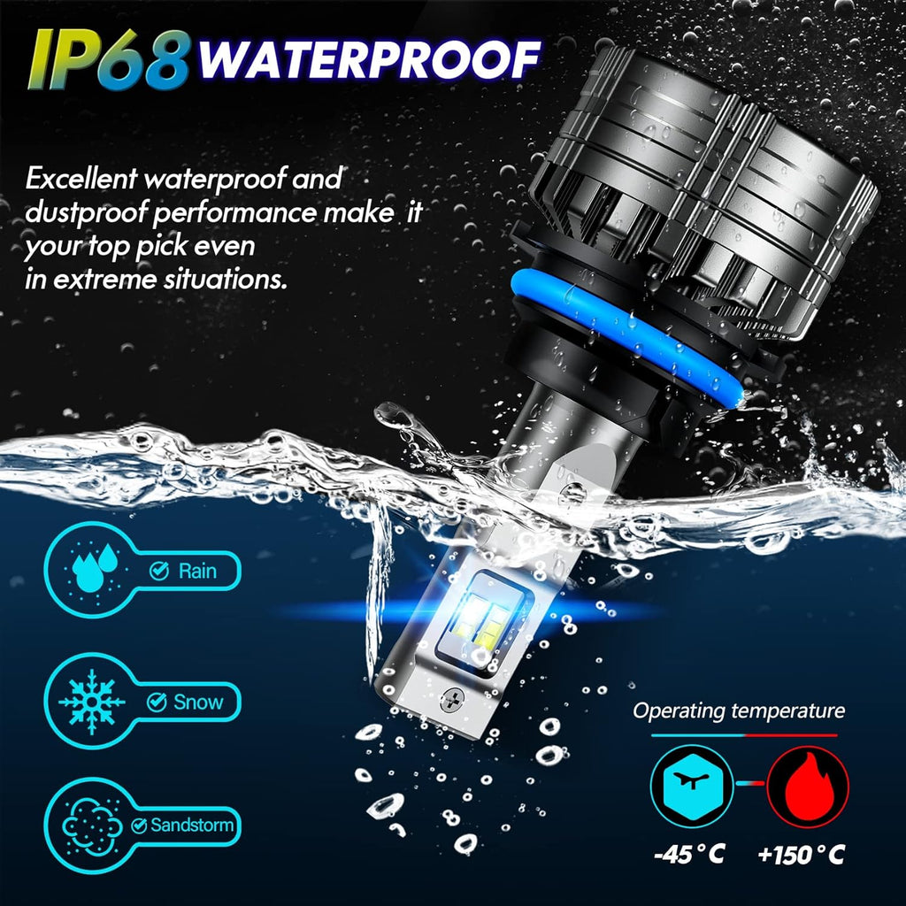 LED Headlight Bulbs Conversion Kit 6500K Cool White IP68 Waterproof, Pack of 2 S870662