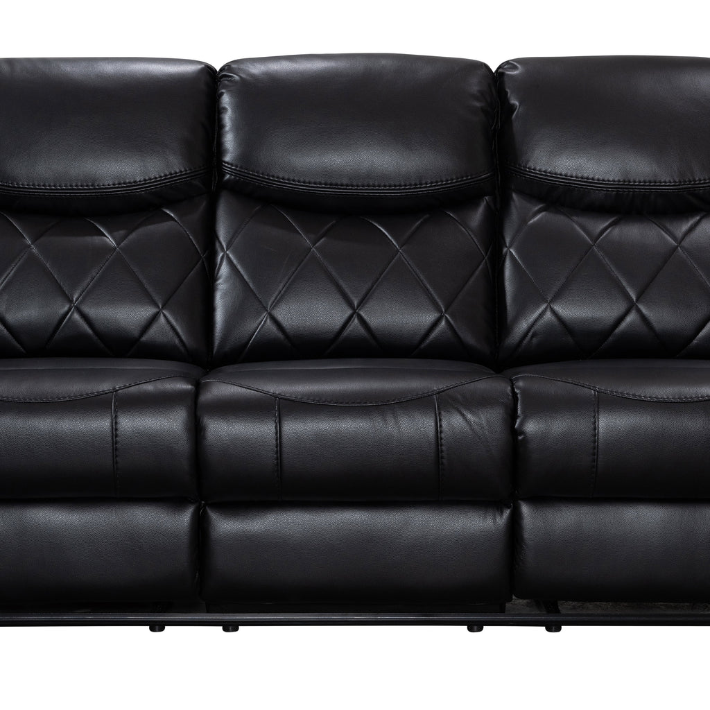 Black Faux Leather Power Reclining Sofa E29494