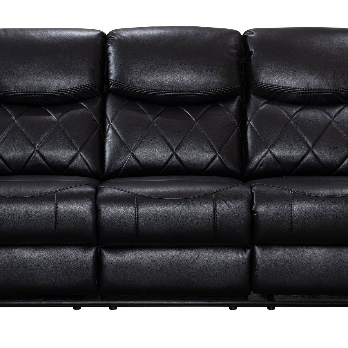 Black Faux Leather Power Reclining Sofa E29494