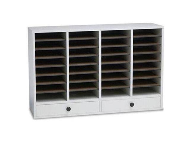 Gray 32 Compartment Letter Sorter with 2 Drawers Z1916