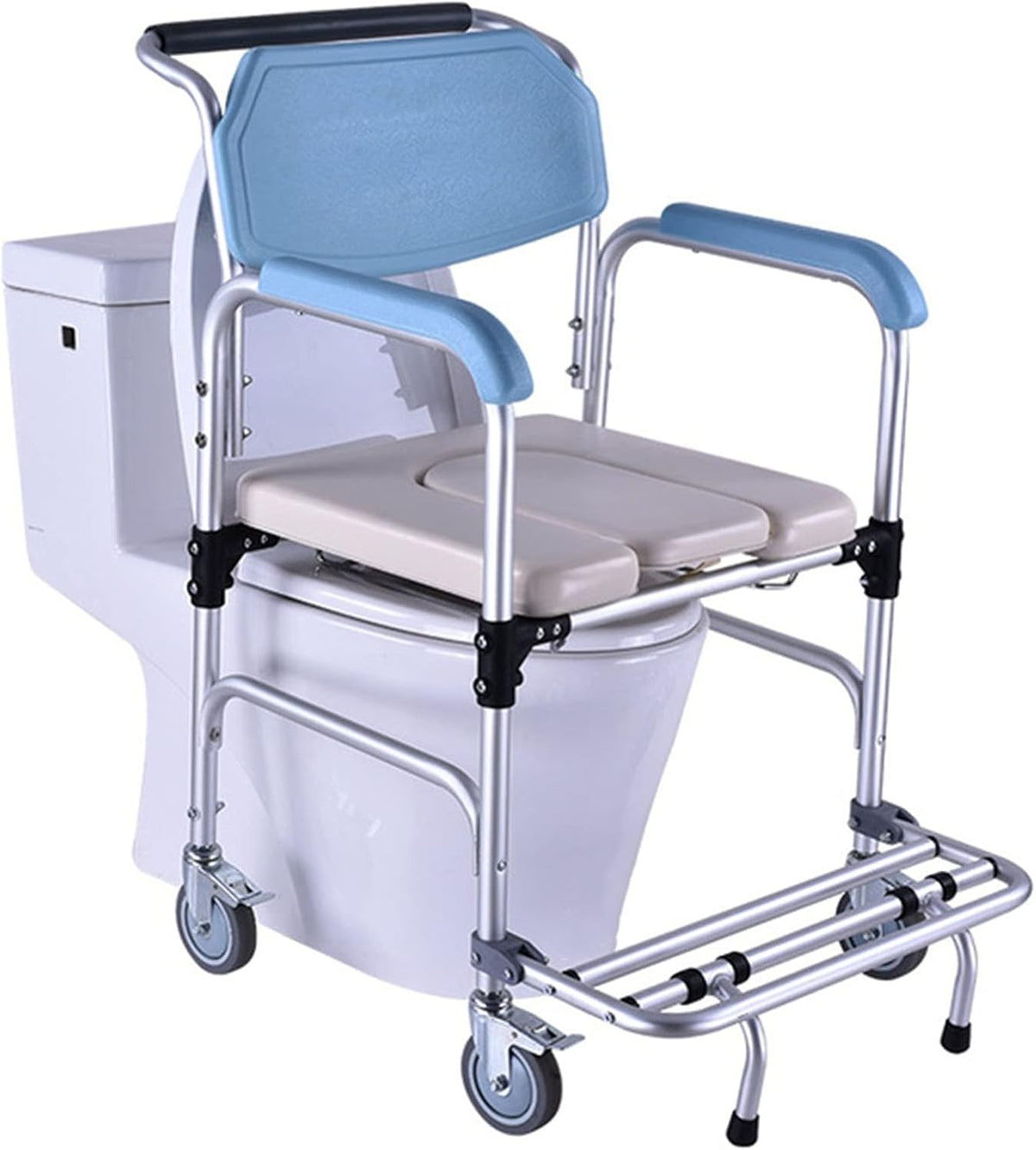 Wheelchair Shower Commode Chair with Footrests Q962