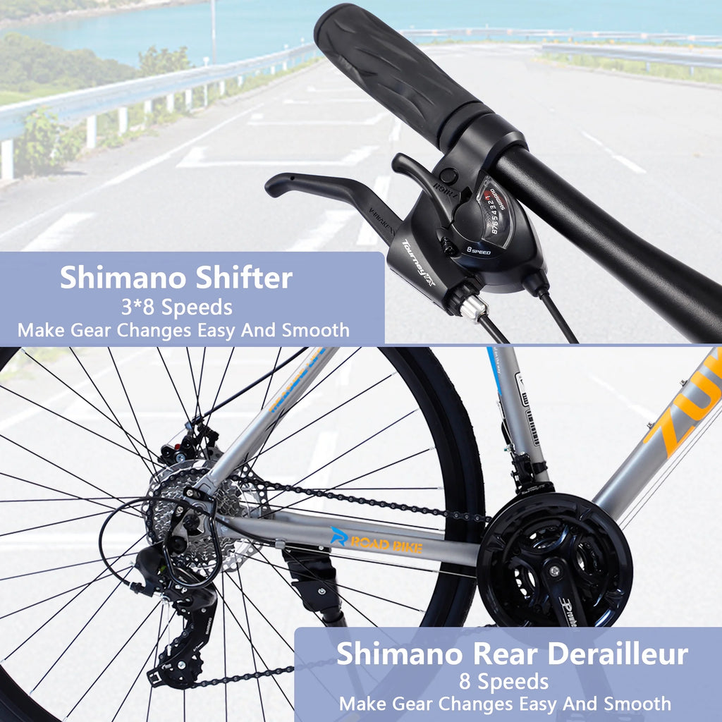 Silver 700C Hybrid Bike with Double Disc Brake E470370