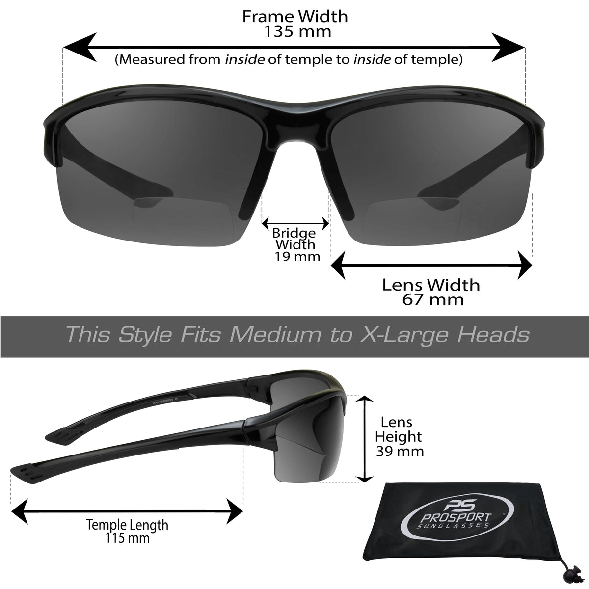 Polarized Bifocal Reading Sunglass Gray Lens H5314