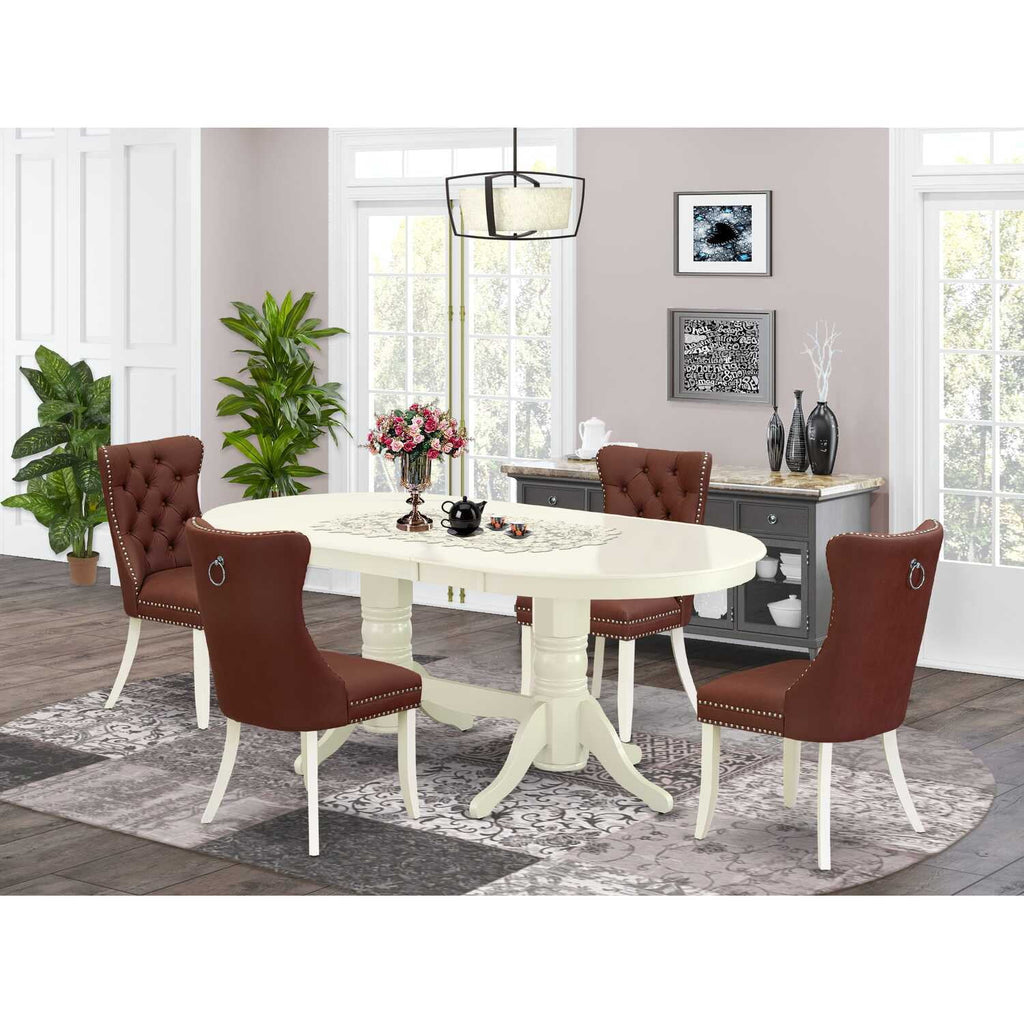 5 Piece Dinette Set with Oval Dining Table and 4 Upholstered Chairs I124846