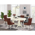 5 Piece Dinette Set with Oval Dining Table and 4 Upholstered Chairs I124846