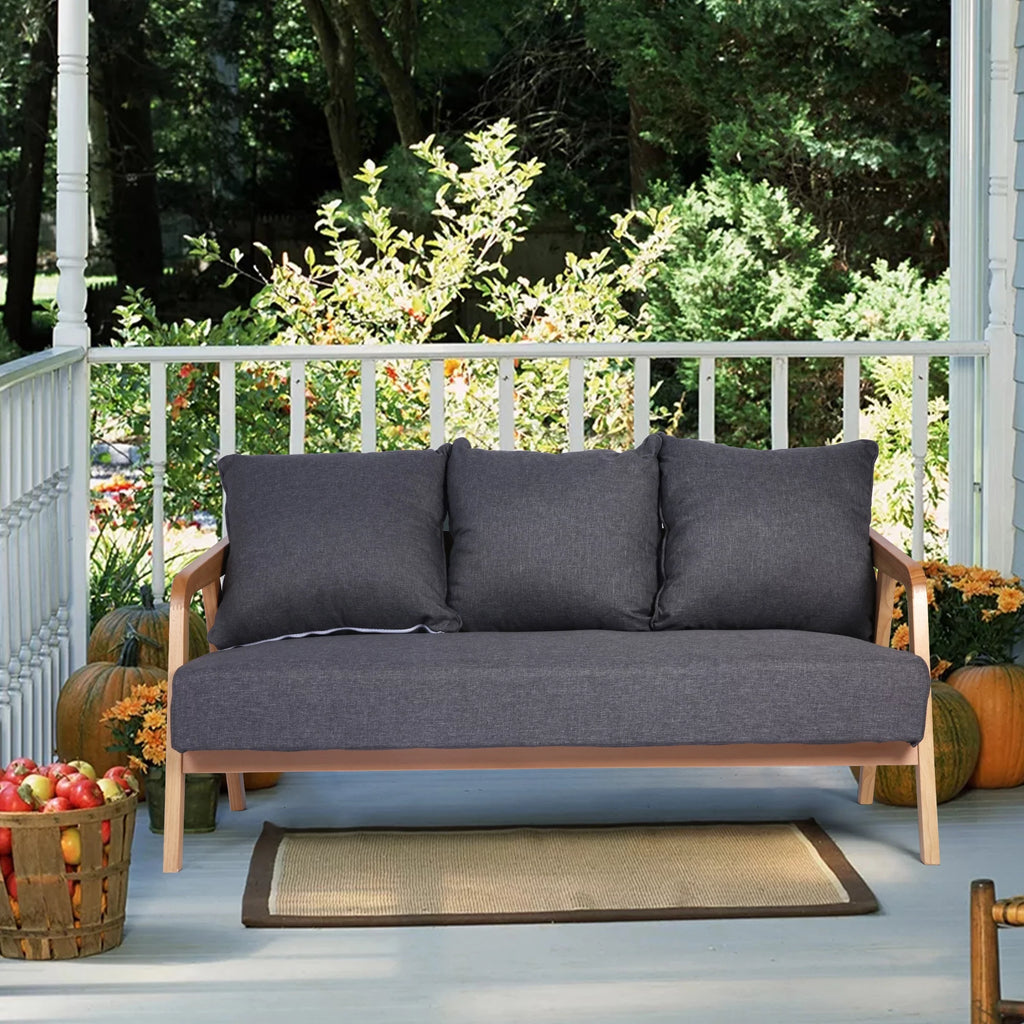 Grey Upholstered Sofa with Wooden Frame R737740