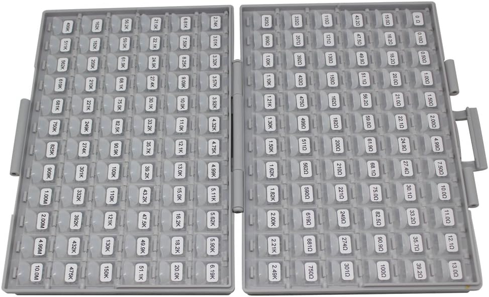 0402 Size Surface Mount Resistor Kit, 144 Values, 100pc/value, 1%, E96 Serial, 0ohm to 1mohm O69403