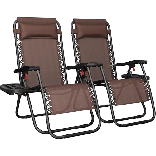 Zero Gravity Reclining Lounge Chairs Set of 2 Black O658