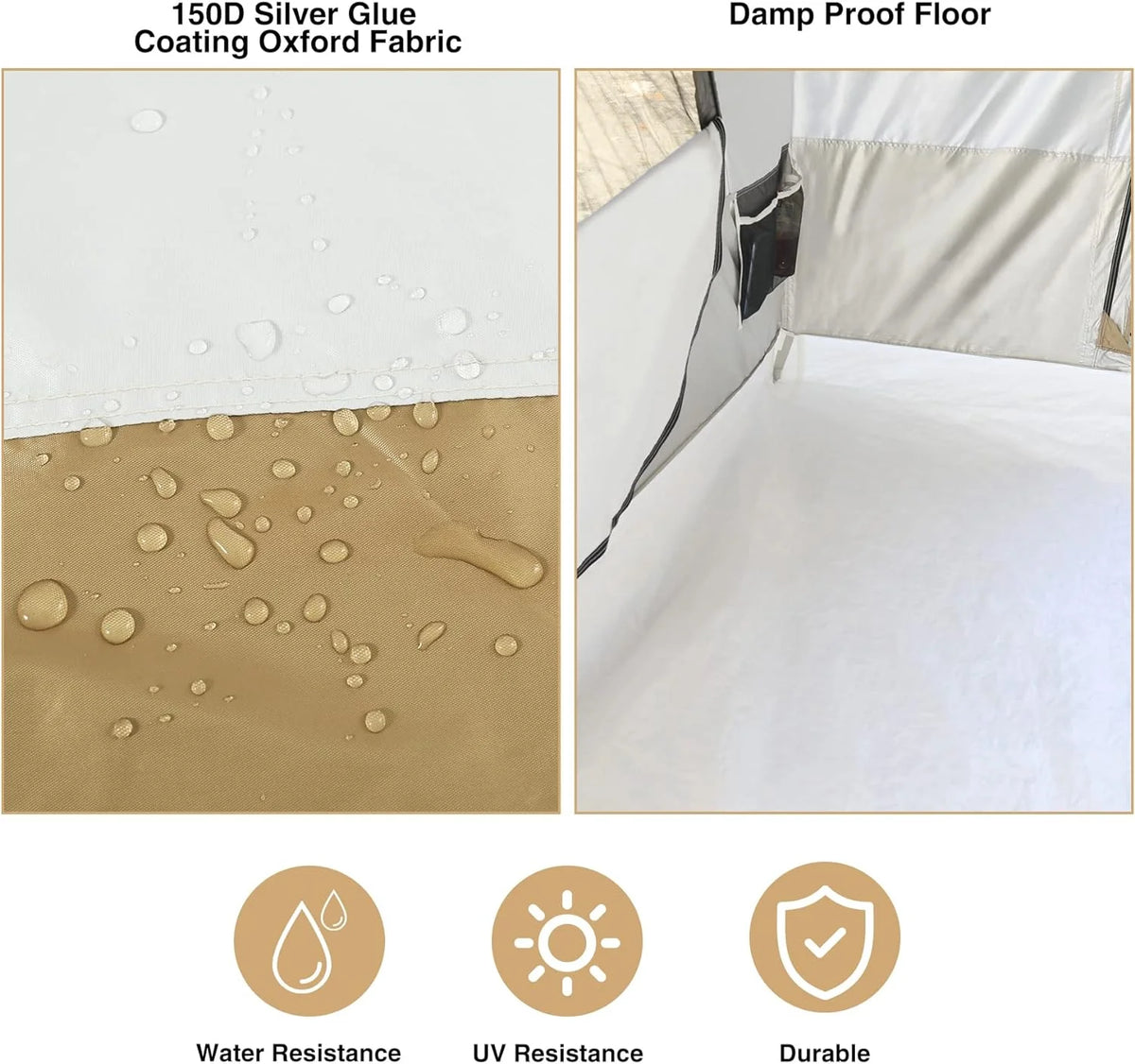 10' x 10' Khaki Camping Inner Tent Square Tent with Full Floor W257387