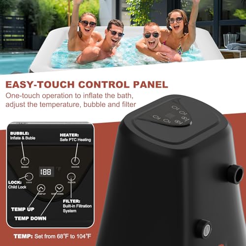 4-6 Person Inflatable Hot Tub with 130 Bubble Jets U6647