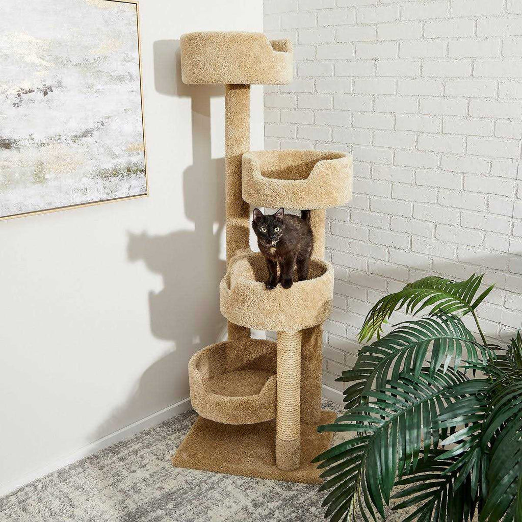 65-in Real Carpet Wooden Cat Tree R7616