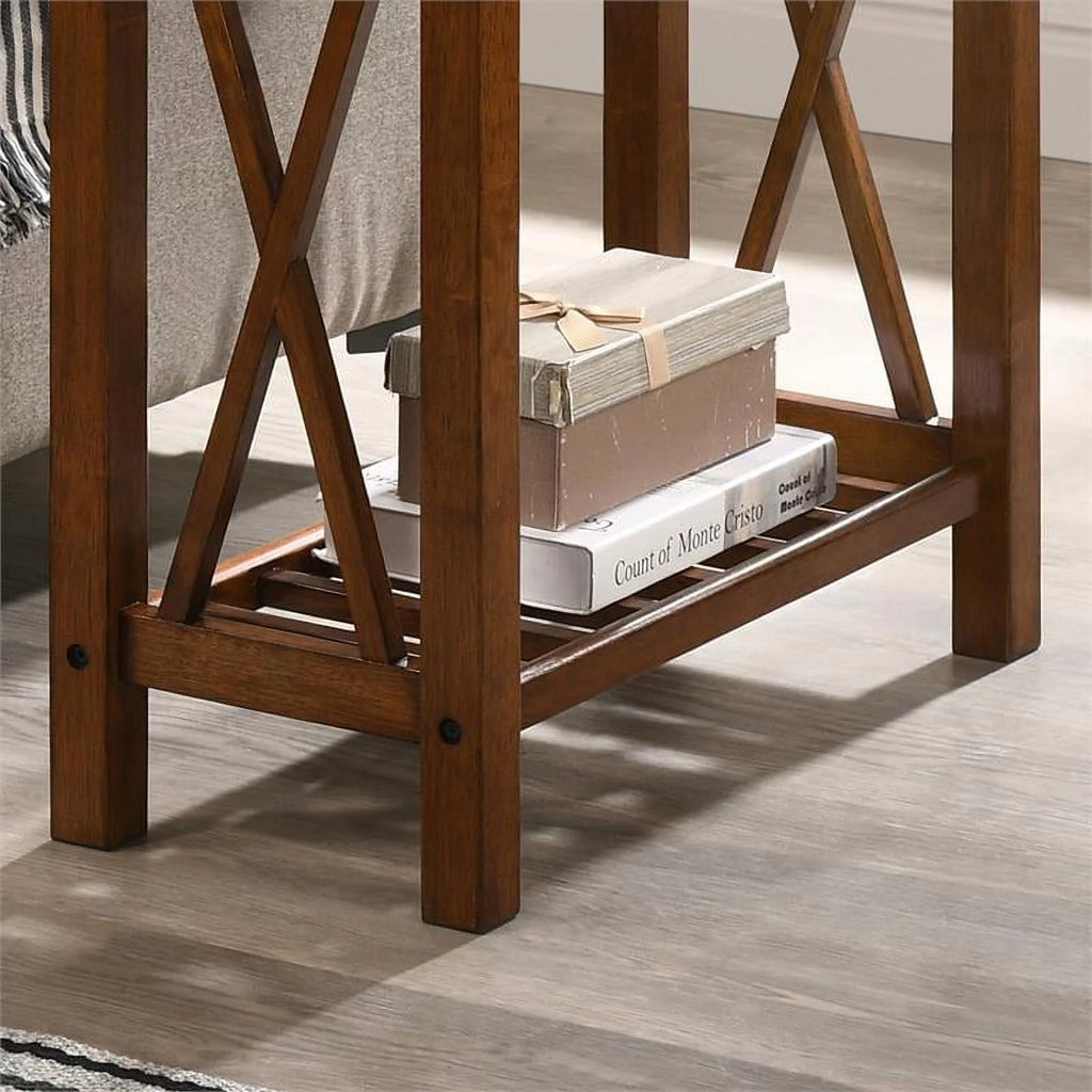 Medium Oak Wood Side Table Set of 2 A37125