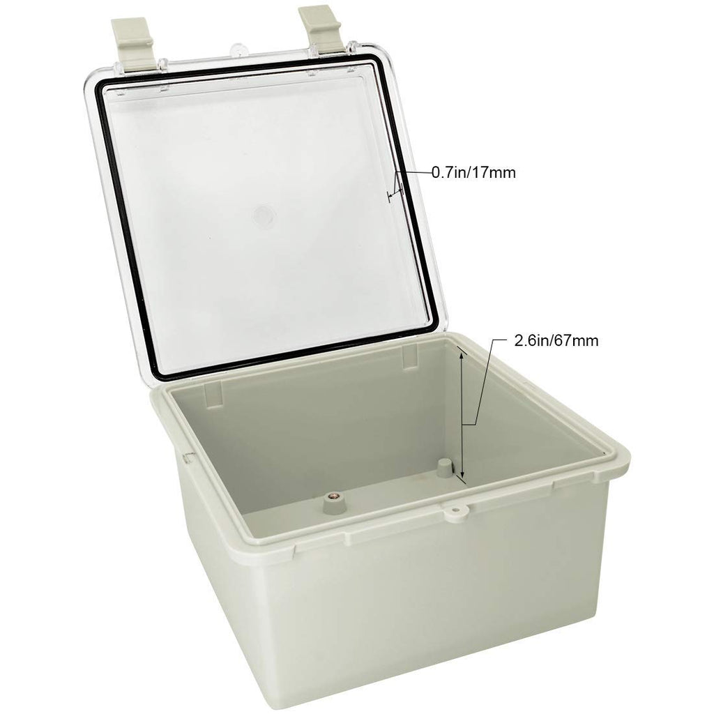 Gray ABS Plastic IP65 Junction Box with Clear Cover 8.7 x 6.7 x 4.3inch V684
