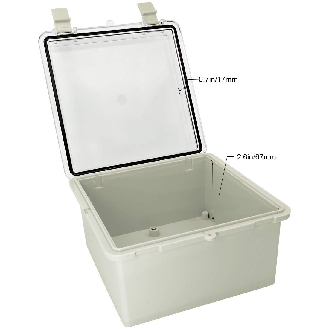 Gray ABS Plastic IP65 Junction Box with Clear Cover 8.7 x 6.7 x 4.3inch V684