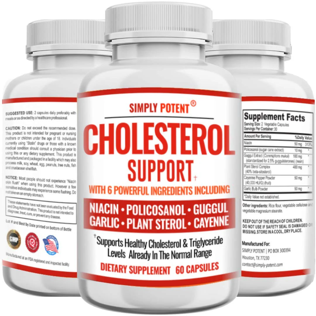 Cholesterol Support Supplement with Garlic, Niacin, Policosanol, Plant Sterol & Cayenne, 60 Pills I179149